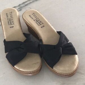 Black Wedge Sandals for Women